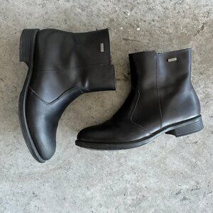 ABEO Dri-Walk Womens Black Leather Booties Sz 7 Rubber Sole Waterproof